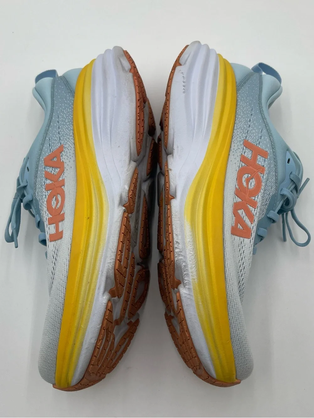 Hoka Women's Light Blue with Yellow & Orange Accent Running Shoes